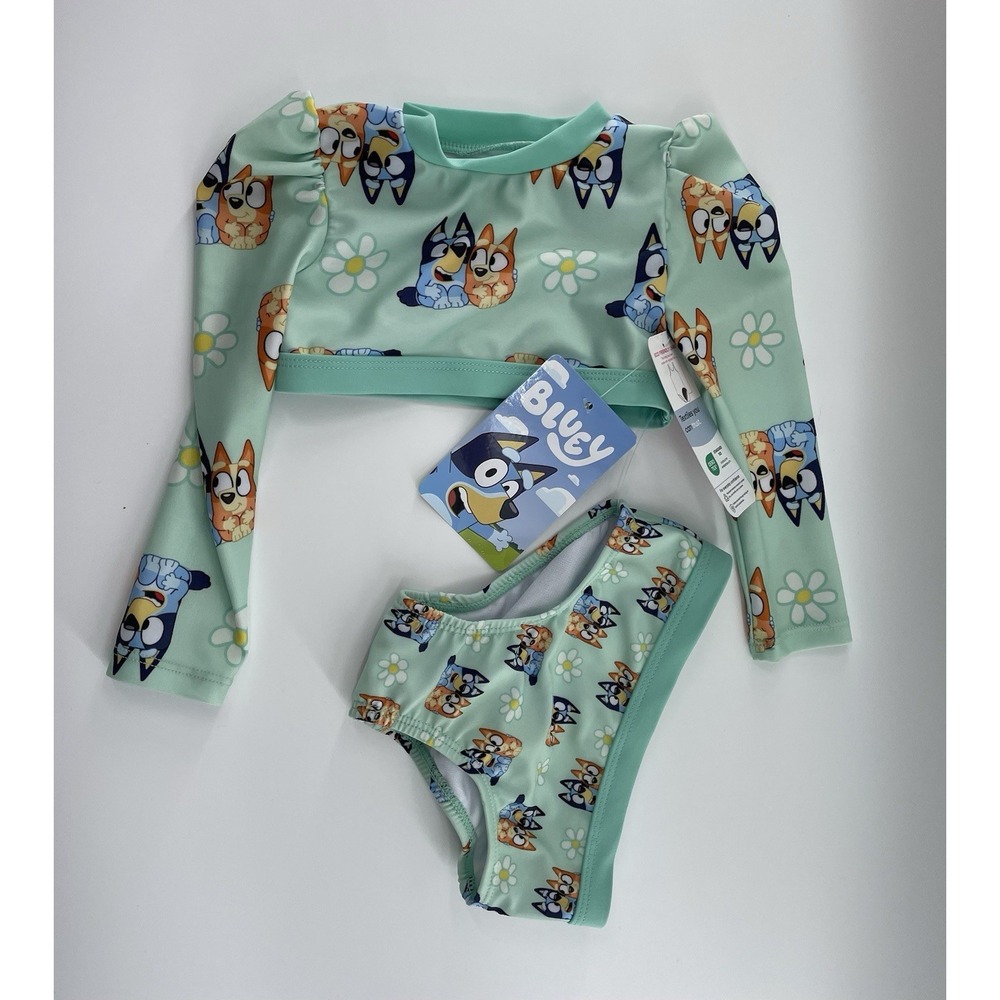 Bluey Girls 2 Piece Swim Suit Long Sleeve shirt Size 12M UPF 50+ NWT